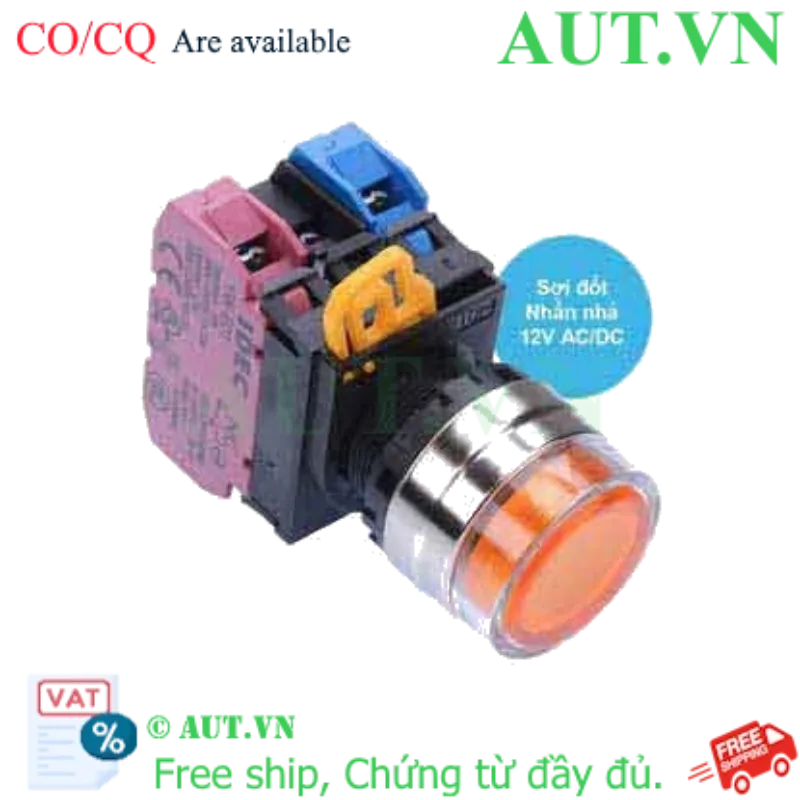 Ảnh của Nút nhấn nhả có đèn IDEC YW4L-MF2E11Q6A 12VAC/DC D22 1NO+1NC (Hổ phách)