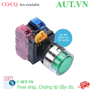 Ảnh của Nút nhấn nhả có đèn IDEC YW4L-MF2E11Q6G 12VAC/DC D22 1NO+1NC (Xanh)