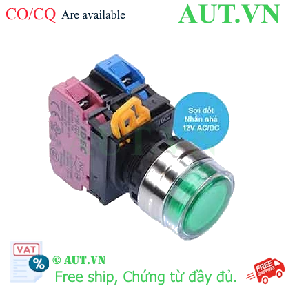 Ảnh của Nút nhấn nhả có đèn IDEC YW4L-MF2E11Q6G 12VAC/DC D22 1NO+1NC (Xanh)