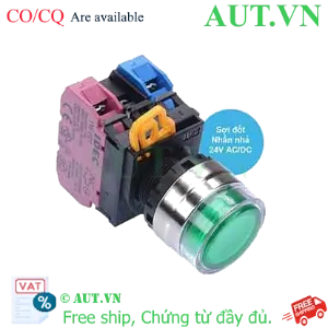Ảnh của Nút nhấn nhả có đèn IDEC YW4L-MF2E11Q7G 24VAC/DC D22 1NO+1NC (Xanh)