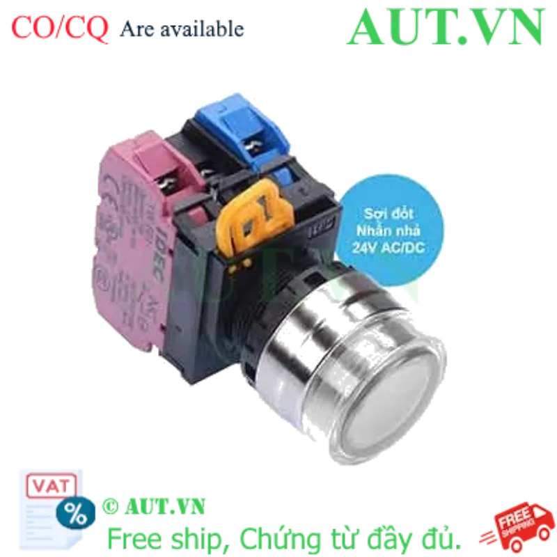 Ảnh của Nút nhấn nhả có đèn IDEC YW4L-MF2E11Q7W 24VAC/DC D22 1NO+1NC (Trắng)