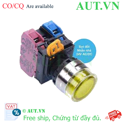 Ảnh của Nút nhấn nhả có đèn IDEC YW4L-MF2E11Q7Y 24VAC/DC D22 1NO+1NC (Vàng)