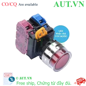 Ảnh của Nút nhấn nhả có đèn IDEC YW4L-MF2E11QHR 110VAC D22 1NO+1NC (Đỏ)