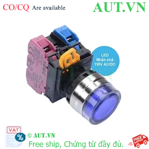 Ảnh của Nút nhấn nhả có đèn IDEC YW4L-MF2E11QHS 110VAC D22 1NO+1NC (Xanh)