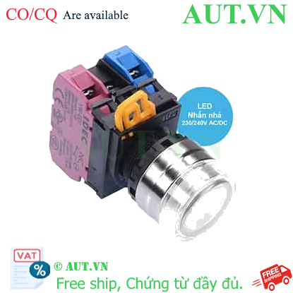 Ảnh của Nút nhấn nhả có đèn IDEC YW4L-MF2E11QM3PW 220VAC D22 1NO+1NC (Trắng)