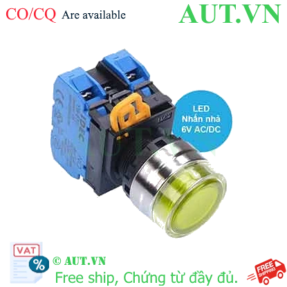 Ảnh của Nút nhấn nhả có đèn IDEC YW4L-MF2E20Q2Y 6VAC/DC D22 2NO (Vàng)