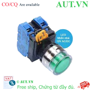 Ảnh của Nút nhấn nhả có đèn IDEC YW4L-MF2E20Q3G 12VAC/DC D22 2NO (Xanh)