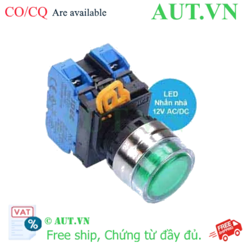 Ảnh của Nút nhấn nhả có đèn IDEC YW4L-MF2E20Q3G 12VAC/DC D22 2NO (Xanh)