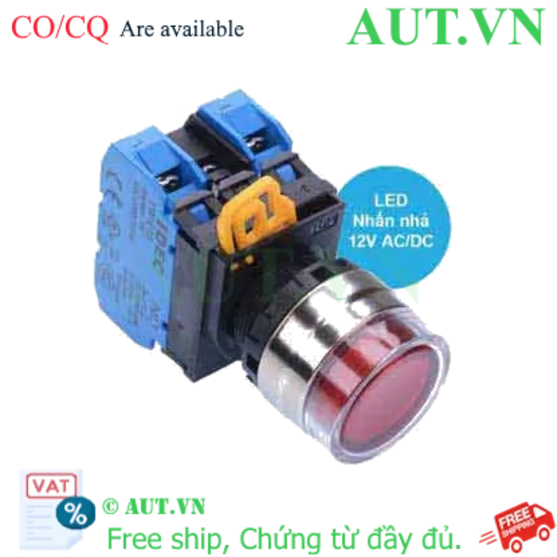 Ảnh của Nút nhấn nhả có đèn IDEC YW4L-MF2E20Q3R 12VAC/DC D22 2NO (Đỏ)