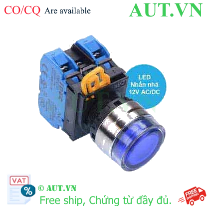 Ảnh của Nút nhấn nhả có đèn IDEC YW4L-MF2E20Q3S 12VAC/DC D22 2NO (Xanh)