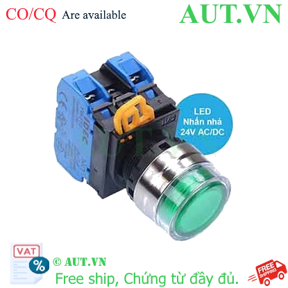 Ảnh của Nút nhấn nhả có đèn IDEC YW4L-MF2E20Q4G 24VAC/DC D22 2NO (Xanh)