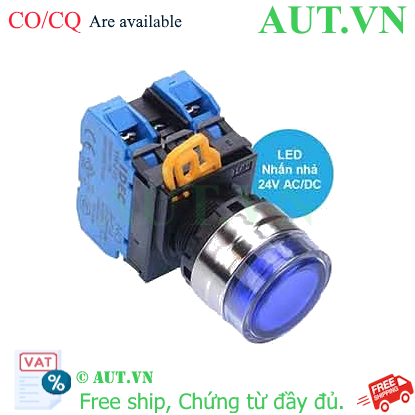 Ảnh của Nút nhấn nhả có đèn IDEC YW4L-MF2E20Q4S 24VAC/DC D22 2NO (Xanh)
