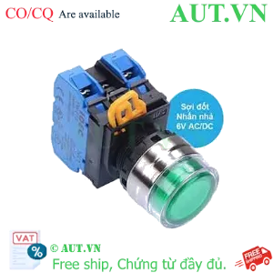 Ảnh của Nút nhấn nhả có đèn IDEC YW4L-MF2E20Q5G 6VAC/DC D22 2NO (Xanh)
