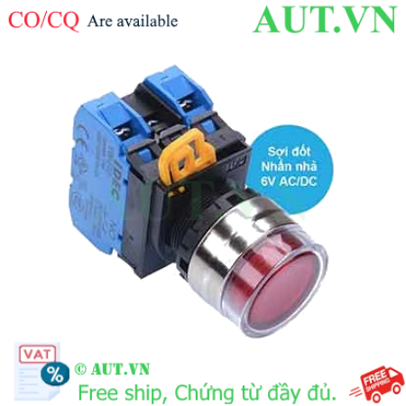 Ảnh của Nút nhấn nhả có đèn IDEC YW4L-MF2E20Q5R 6VAC/DC D22 2NO (Đỏ)