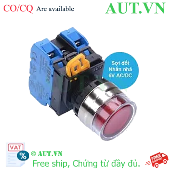 Ảnh của Nút nhấn nhả có đèn IDEC YW4L-MF2E20Q5R 6VAC/DC D22 2NO (Đỏ)