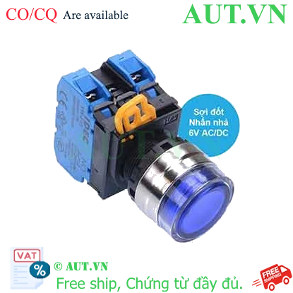 Ảnh của Nút nhấn nhả có đèn IDEC YW4L-MF2E20Q5S 6VAC/DC D22 2NO (Xanh)