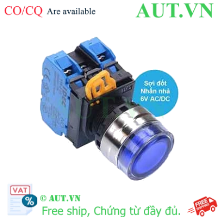 Ảnh của Nút nhấn nhả có đèn IDEC YW4L-MF2E20Q5S 6VAC/DC D22 2NO (Xanh)