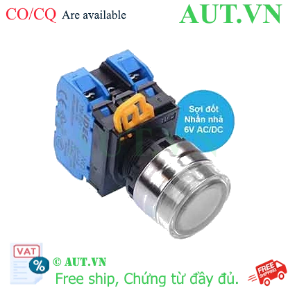 Ảnh của Nút nhấn nhả có đèn IDEC YW4L-MF2E20Q5W 6VAC/DC D22 2NO (Trắng)