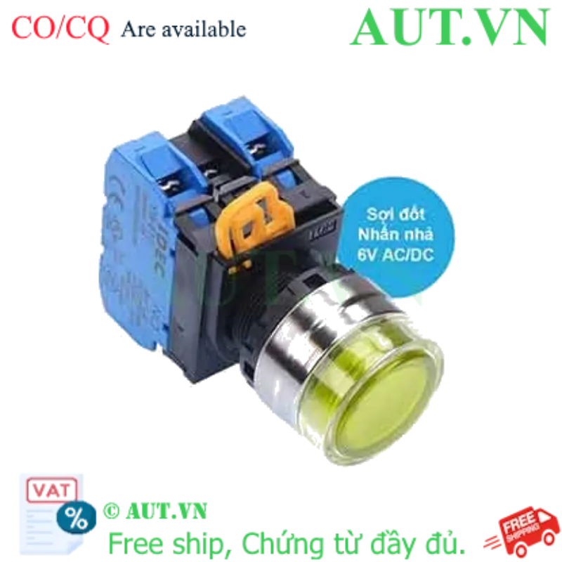 Ảnh của Nút nhấn nhả có đèn IDEC YW4L-MF2E20Q5Y 6VAC/DC D22 2NO (Vàng)