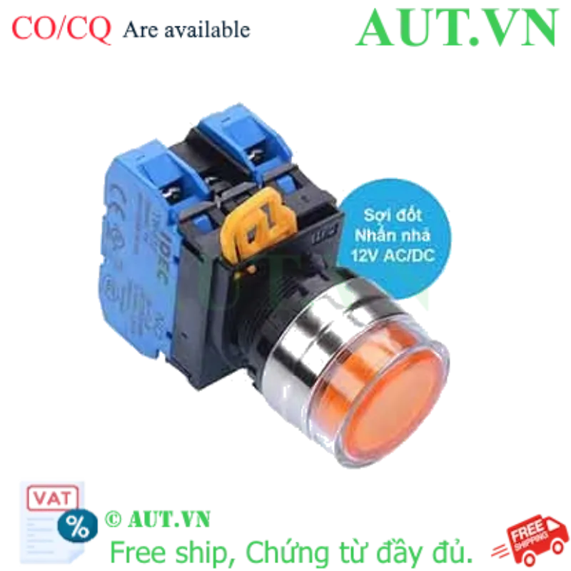 Ảnh của Nút nhấn nhả có đèn IDEC YW4L-MF2E20Q6A 12VAC/DC D22 2NO (Hổ phách)