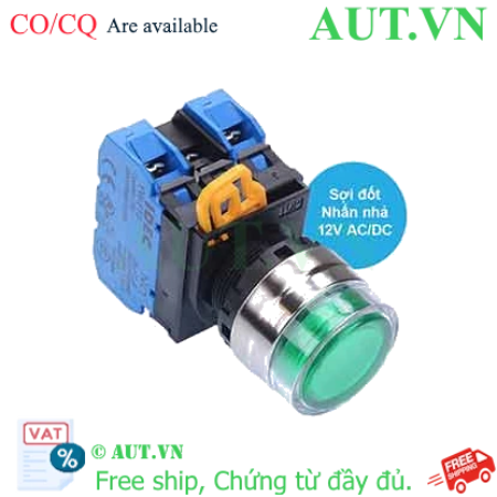 Ảnh của Nút nhấn nhả có đèn IDEC YW4L-MF2E20Q6G 12VAC/DC D22 2NO (Xanh)