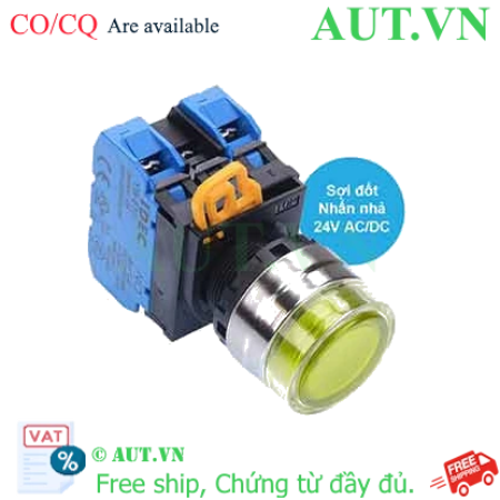 Ảnh của Nút nhấn nhả có đèn IDEC YW4L-MF2E20Q7Y 24VAC/DC D22 2NO (Vàng)