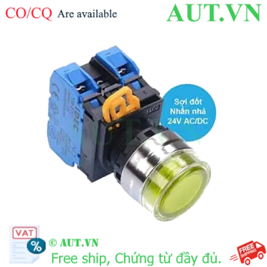 Ảnh của Nút nhấn nhả có đèn IDEC YW4L-MF2E20Q7Y 24VAC/DC D22 2NO (Vàng)