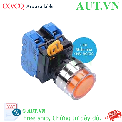 Ảnh của Nút nhấn nhả có đèn IDEC YW4L-MF2E20QHA 110VAC D22 2NO (Hổ phách)
