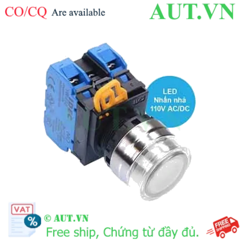 Ảnh của Nút nhấn nhả có đèn IDEC YW4L-MF2E20QHPW 110VAC D22 2NO (Trắng)
