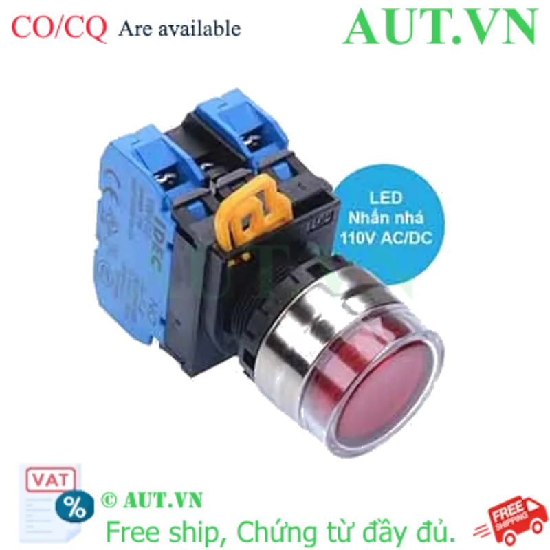 Ảnh của Nút nhấn nhả có đèn IDEC YW4L-MF2E20QHR 110VAC D22 2NO (Đỏ)