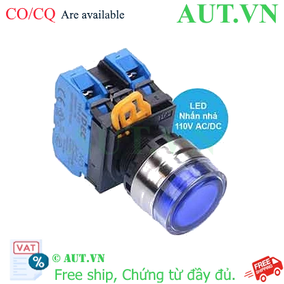 Ảnh của Nút nhấn nhả có đèn IDEC YW4L-MF2E20QHS 110VAC D22 2NO (Xanh)