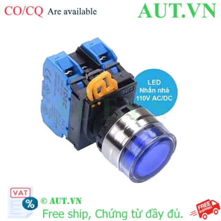 Ảnh của Nút nhấn nhả có đèn IDEC YW4L-MF2E20QHS 110VAC D22 2NO (Xanh)