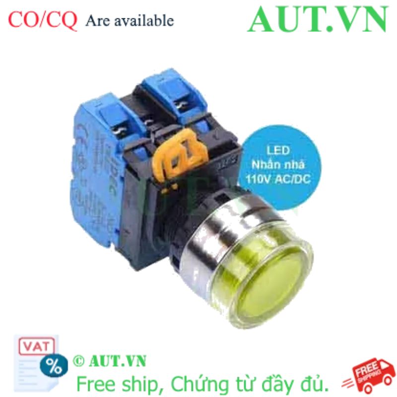 Ảnh của Nút nhấn nhả có đèn IDEC YW4L-MF2E20QHY 110VAC D22 2NO (Vàng)