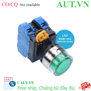 Ảnh của Nút nhấn nhả có đèn IDEC YW4L-MF2E20QM3G 220VAC D22 2NO (Xanh)