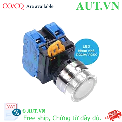 Ảnh của Nút nhấn nhả có đèn IDEC YW4L-MF2E20QM3PW 220VAC D22 2NO (Trắng)