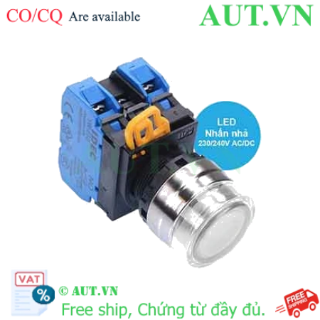 Ảnh của Nút nhấn nhả có đèn IDEC YW4L-MF2E20QM3PW 220VAC D22 2NO (Trắng)