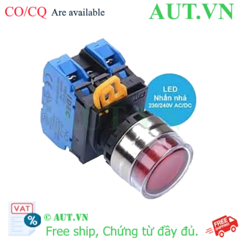 Ảnh của Nút nhấn nhả có đèn IDEC YW4L-MF2E20QM3R 220VAC D22 2NO (Đỏ)