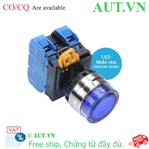 Ảnh của Nút nhấn nhả có đèn IDEC YW4L-MF2E20QM3S 220VAC D22 2NO (Xanh)
