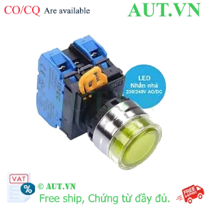 Ảnh của Nút nhấn nhả có đèn IDEC YW4L-MF2E20QM3Y 220VAC D22 2NO (Vàng)