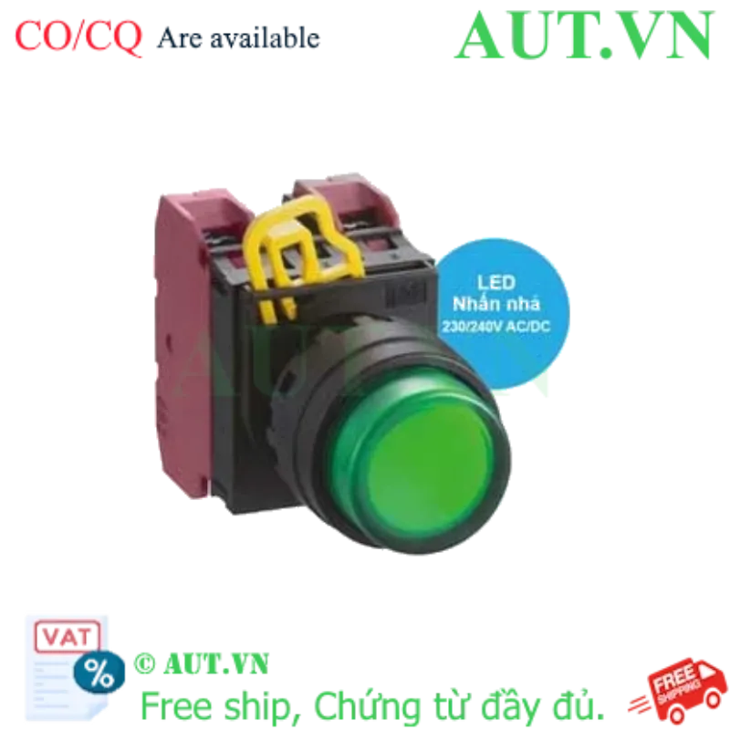 Ảnh của Nút nhấn nhả có đèn YW1L-M2E02QM3G IDEC, 220VAC, xanh