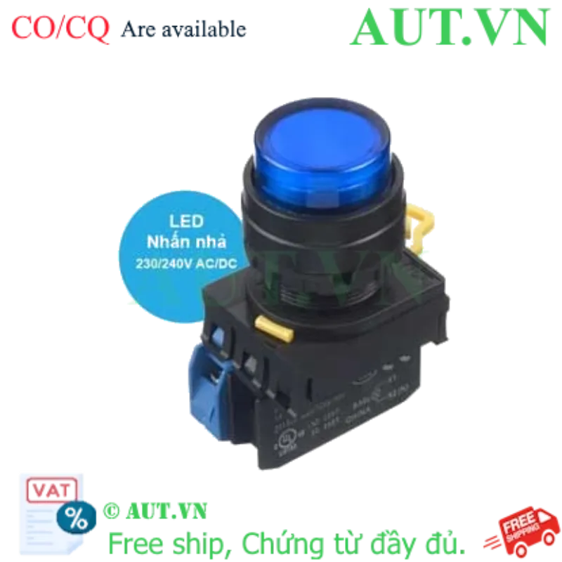 Ảnh của Nút nhấn nhả có đèn YW1L-M2E10QM3S IDEC, 1NO, xanh