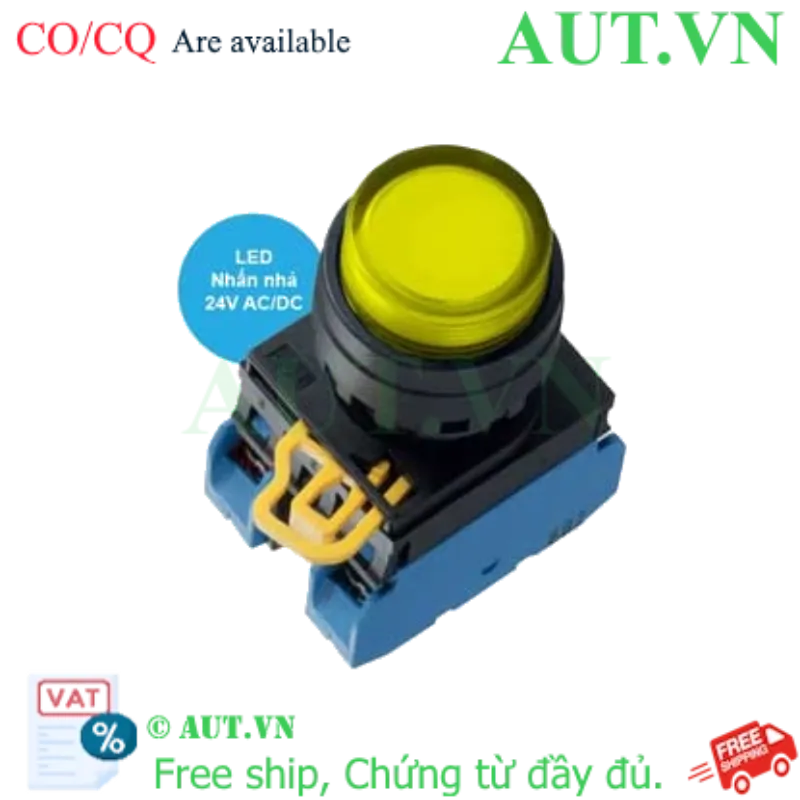 Ảnh của Nút nhấn nhả có đèn YW1L-M2E20Q4Y IDEC, 24VAC/DC, D22
