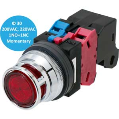 Ảnh của ALFN22611DNR - Nút nhấn nhả có đèn Idec phi 30, màu đỏ