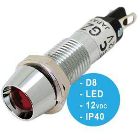 Ảnh của Đèn báo 12VDC UP8-1289R IDEC, D8, đèn LED, đỏ, đẹp