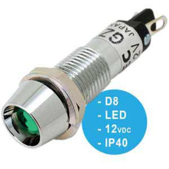 Ảnh của Đèn báo 12VDC UP8-1289G IDEC, D8, Đèn led, xanh, mới