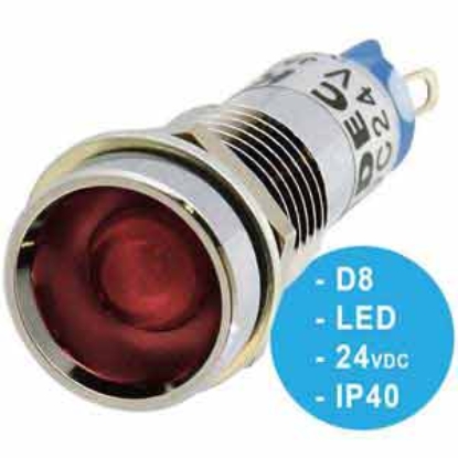 Ảnh của UP8-2487R Đèn báo 24VDC IDEC, D8, đèn LED, đỏ, mới