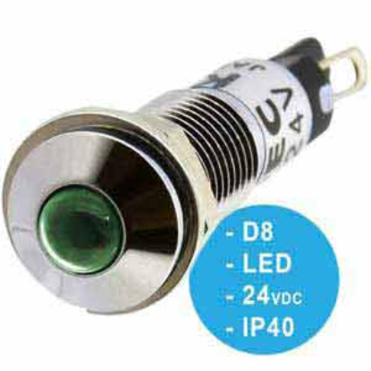 Ảnh của UP8-2488G Đèn báo pha 24VDC IDEC, D8, đèn LED, xanh