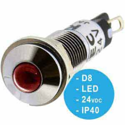 Ảnh của UP8-2488R Đèn báo pha 24VDC IDEC, D8, đèn LED, đỏ