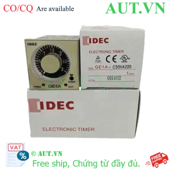 Ảnh của ON delay timer GE1A-C30HA220 IDEC DPDT 0.3sec - 30 hours
