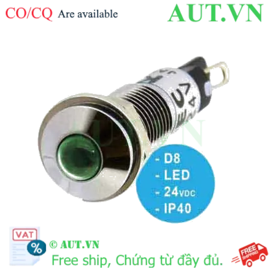 Ảnh của UP8-2488G Đèn báo pha 24VDC IDEC, D8, đèn LED, xanh